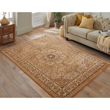 Grand Heritage GH101 Traditional Persian Floral Medallion Border Soft Stain-Resistant Durable Beige/Cream Rug-Concept Looms-Rug Love - The Most Loved Rug Store